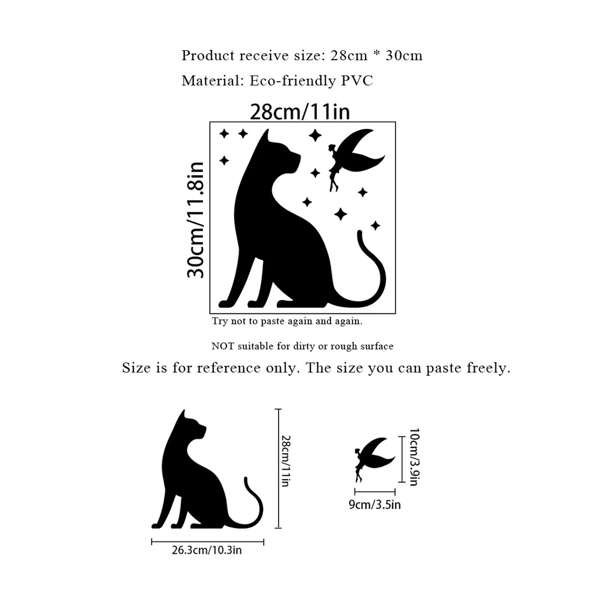 HonC Selbstklebender Wandaufkleber mit schwarzer Katzen-Silhouette für Wohnzimmer und Schlafzimmer in minimalistischem Design - Bild 2