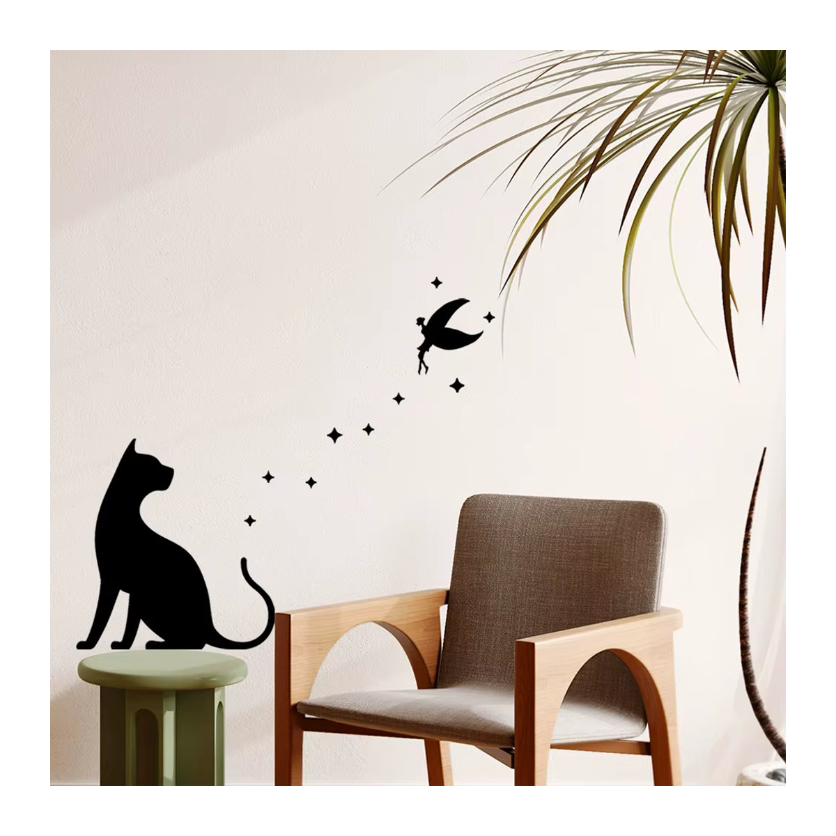 HonC Selbstklebender Wandaufkleber mit schwarzer Katzen-Silhouette für Wohnzimmer und Schlafzimmer in minimalistischem Design - Bild 4