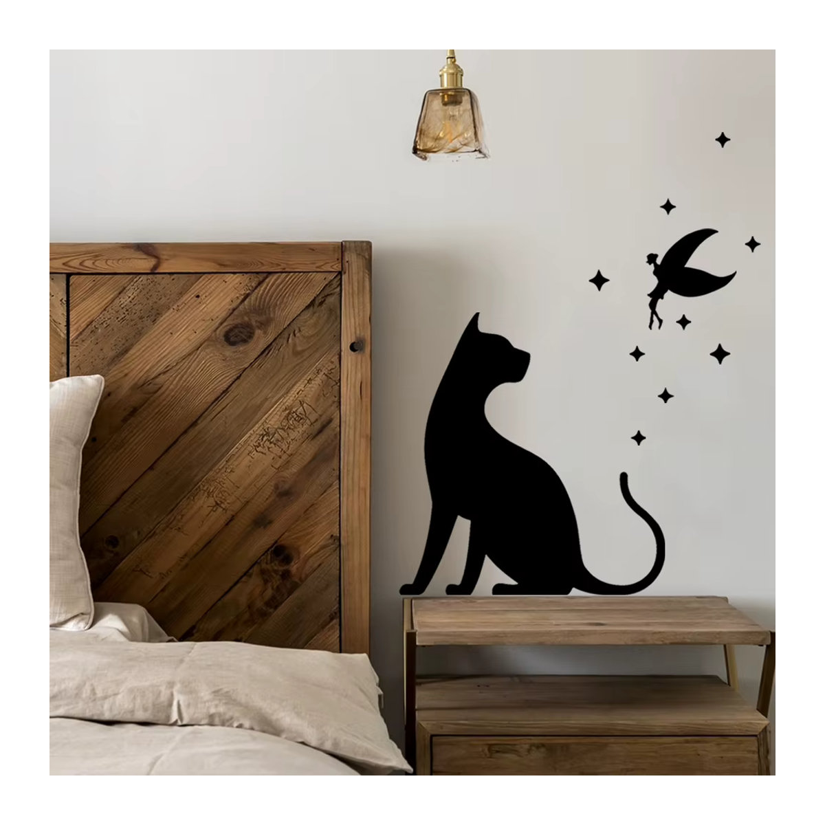HonC Selbstklebender Wandaufkleber mit schwarzer Katzen-Silhouette für Wohnzimmer und Schlafzimmer in minimalistischem Design - Bild 6