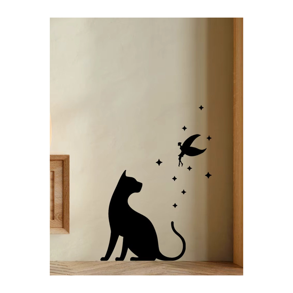 HonC Selbstklebender Wandaufkleber mit schwarzer Katzen-Silhouette für Wohnzimmer und Schlafzimmer in minimalistischem Design - Bild 7