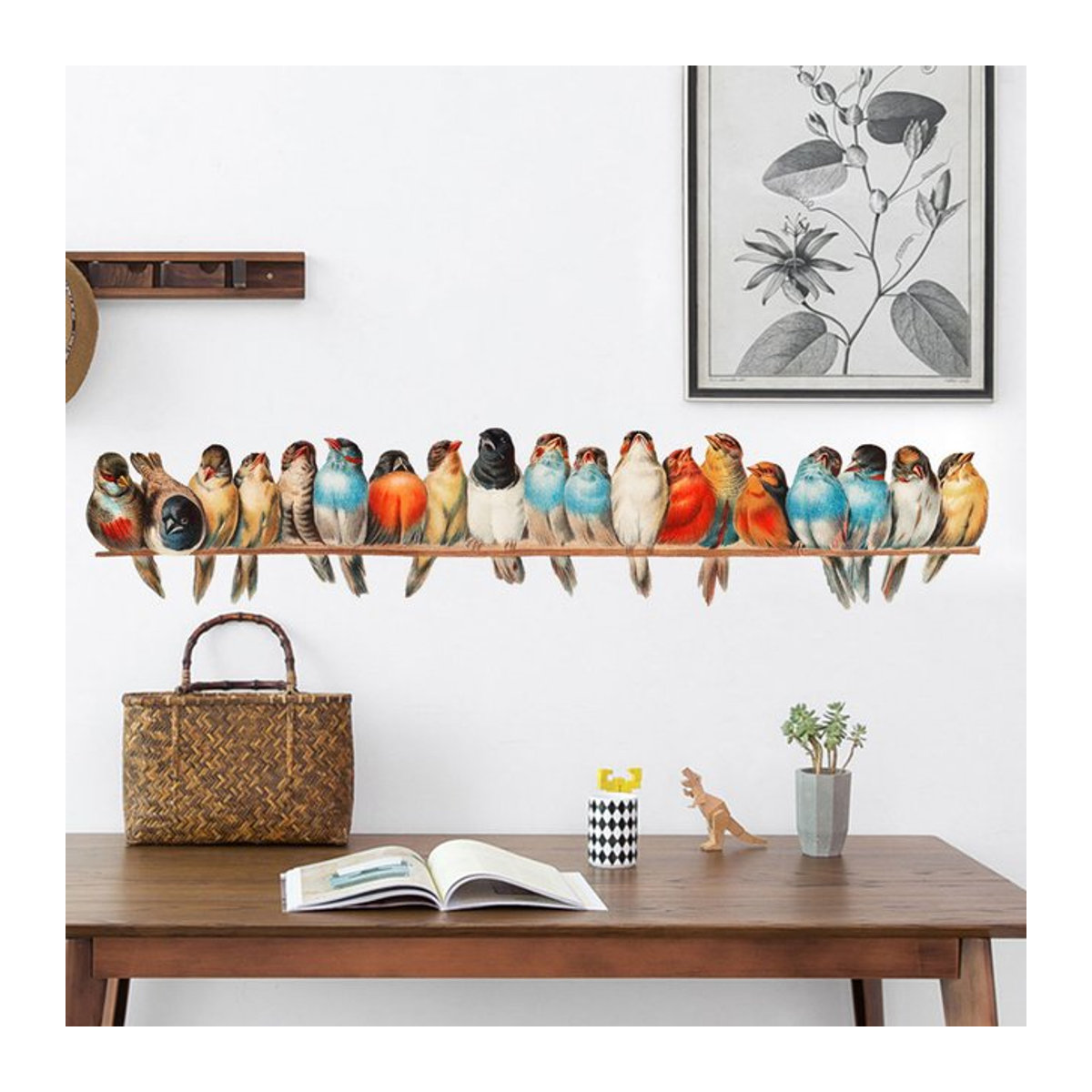 HonC Wandaufkleber mit farbigen Vögeln in unregelmäßiger Form für Kinderzimmer und Wohnzimmer, mehrfarbig - Bild 1