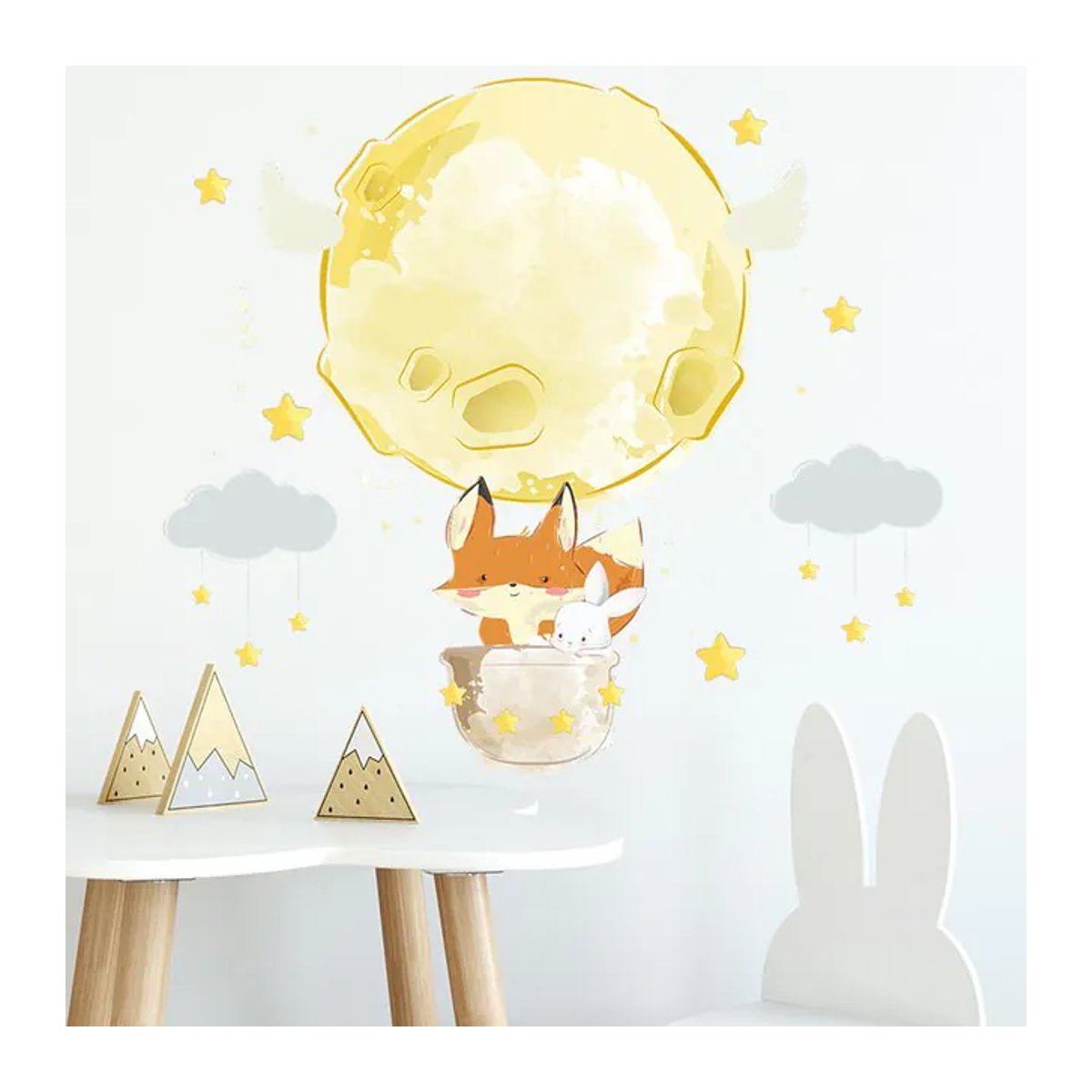 HonC Wandaufkleber mit Fuchs- und Hasenmotiv für Kinderzimmer und Schlafzimmer, mehrfarbig - Bild 1