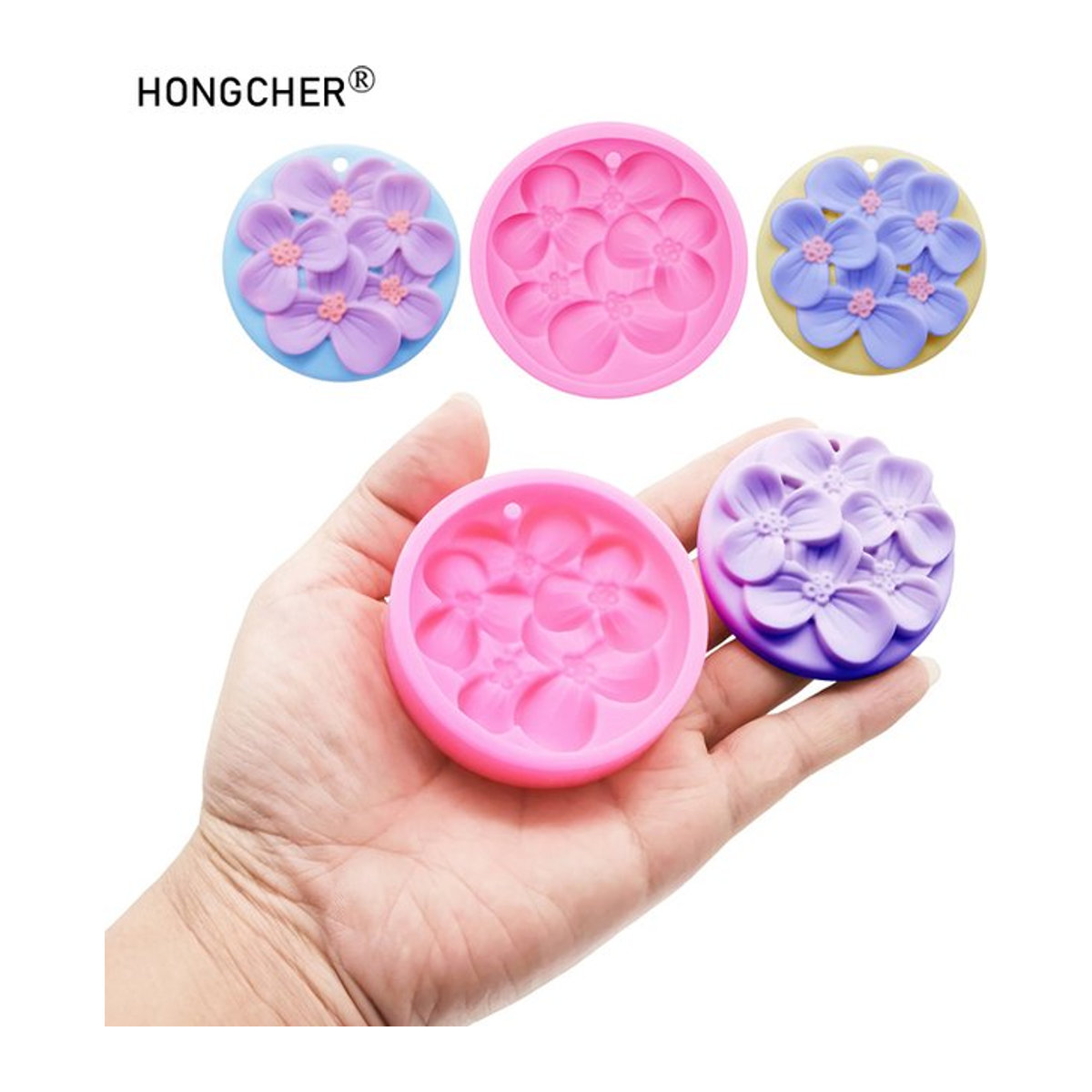 HONGCHER Aroma-Blumen Duftplakette aus Gips und Silikon in Pink und Mehrfarbig als hängendes Deko-Element für Schrank oder Auto - Bild 1