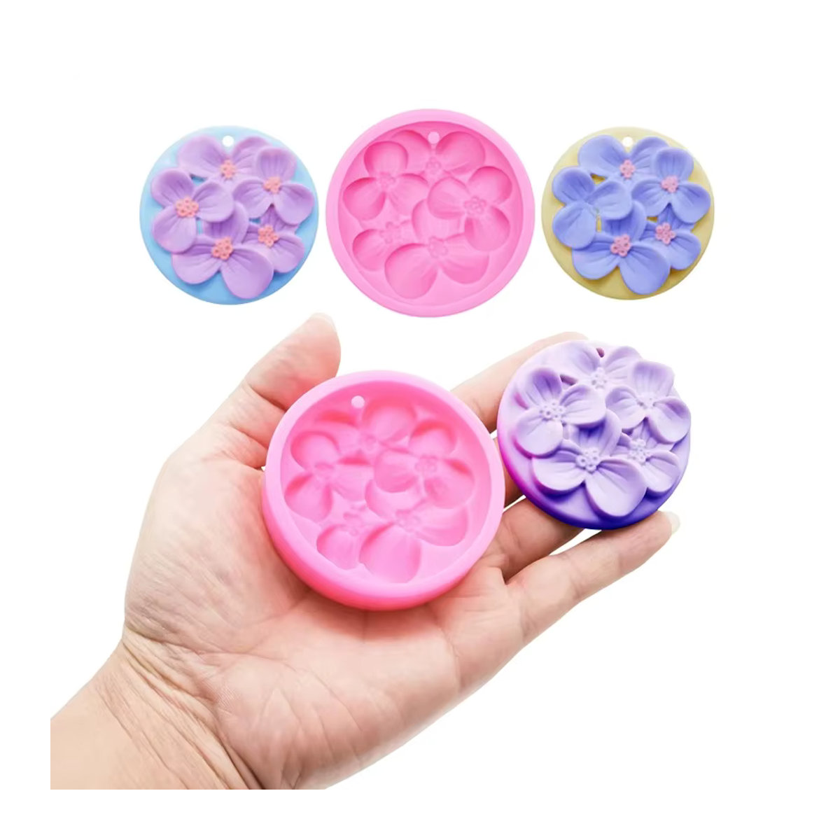 HONGCHER Aroma-Blumen Duftplakette aus Gips und Silikon in Pink und Mehrfarbig als hängendes Deko-Element für Schrank oder Auto - Bild 3