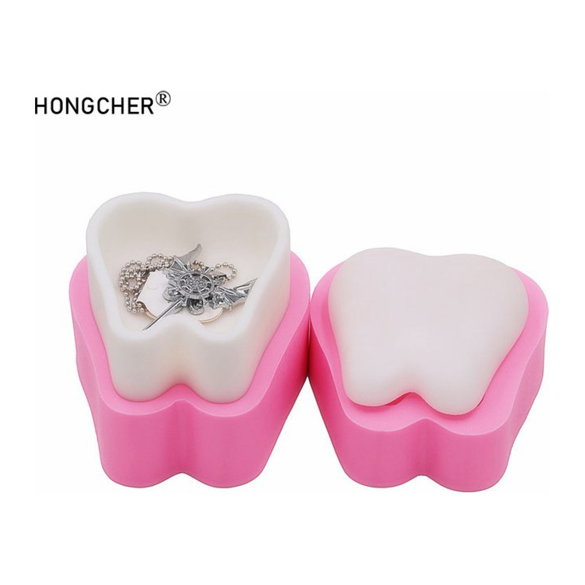 HONGCHER Silikonform in 3D-Zahnform für Schmuck und Kunstharz, Rosa - Bild 1