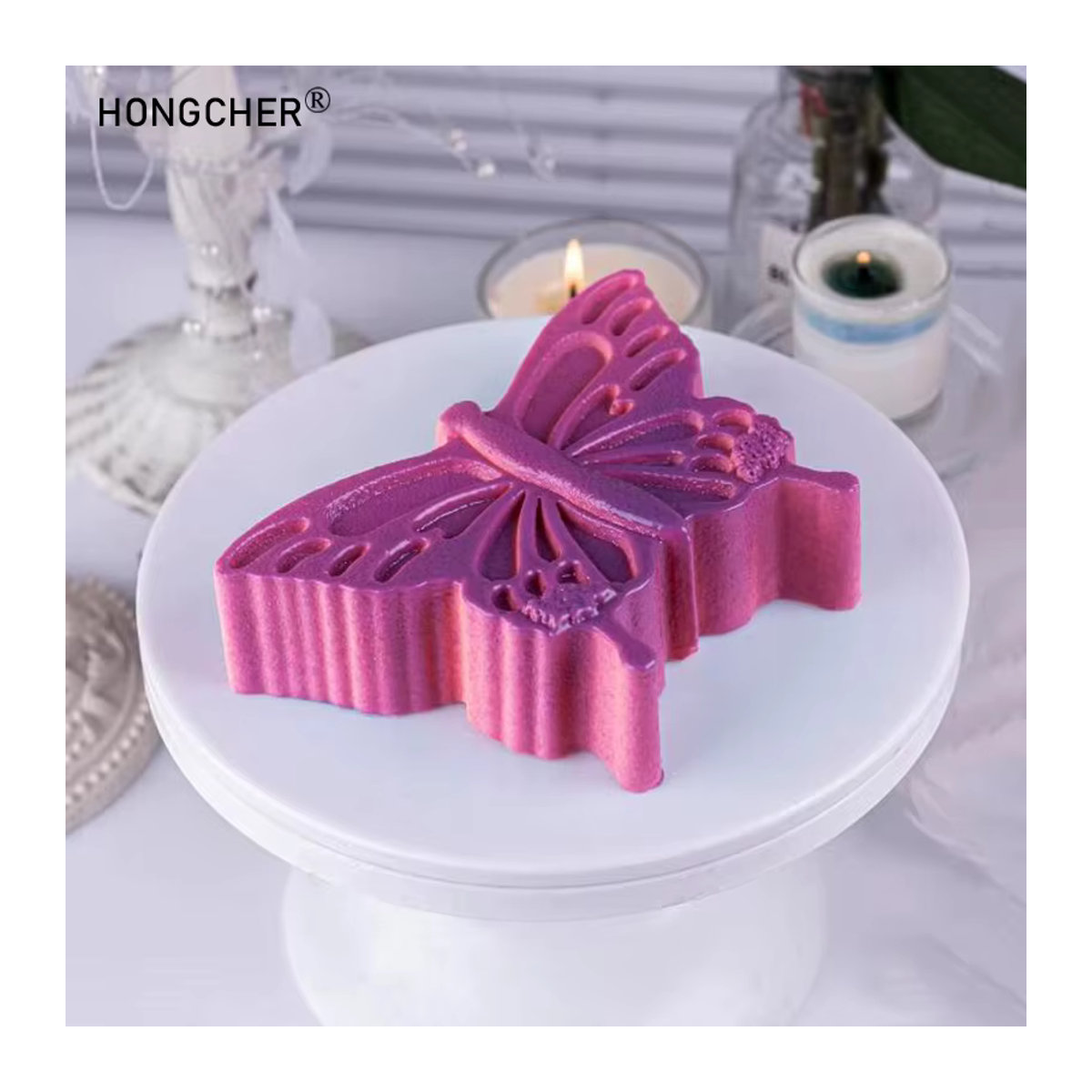 HONGCHER Silikonform Schmetterling für Mousse, Kuchen, Schokolade und DIY-Dekoration in Pink/Rosa - Bild 3