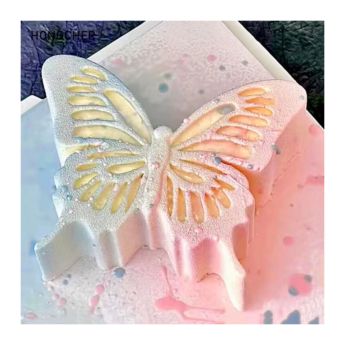 HONGCHER Silikonform Schmetterling für Mousse, Kuchen, Schokolade und DIY-Dekoration in Pink/Rosa - Bild 4