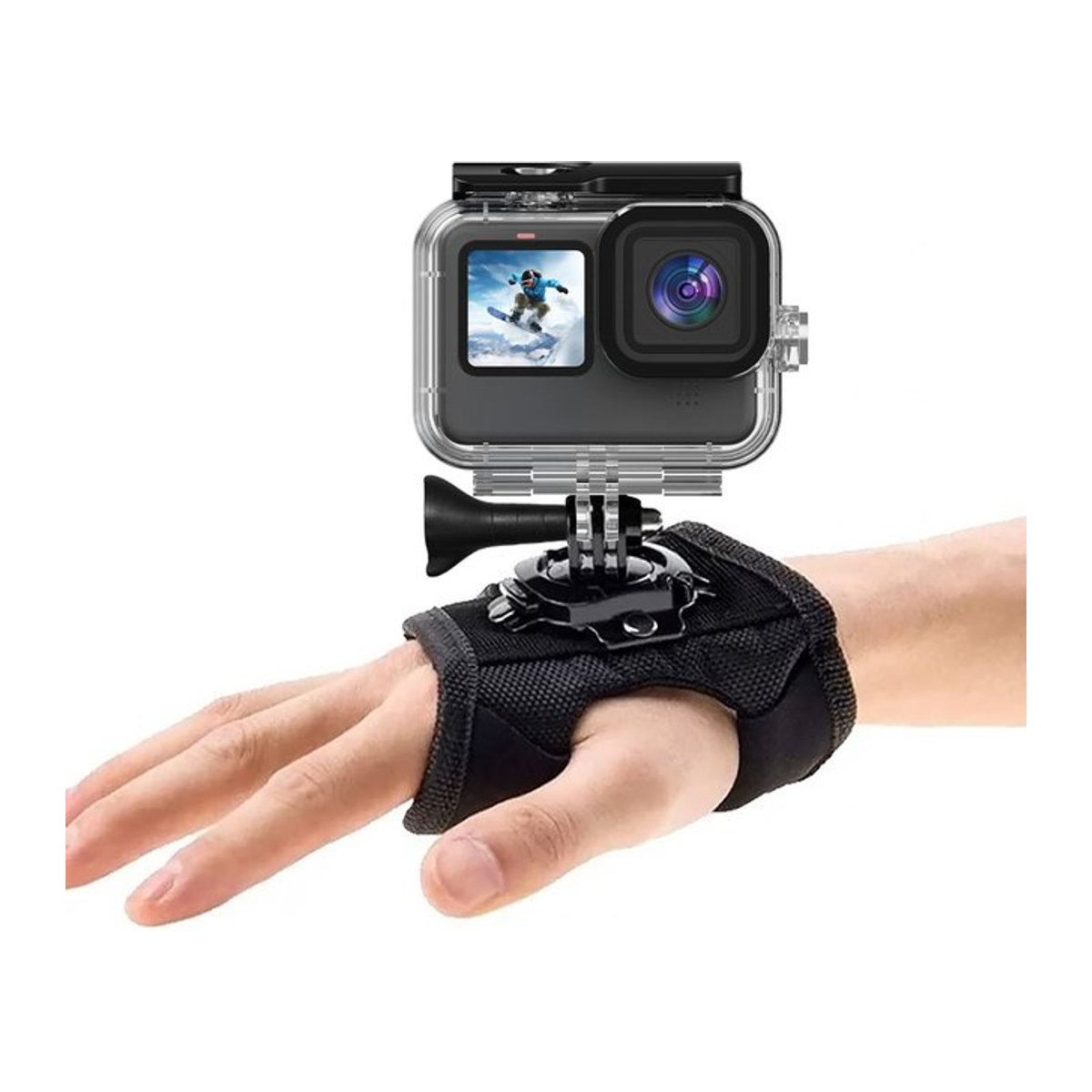 HONGDAK Handschlaufe Halterung mit 360 Grad Rotation für GoPro Hero 12 11 10 9 8 7 6 5, SJCAM, Insta360 X2 X3 und DJI Osmo, Schwarz - Bild 1