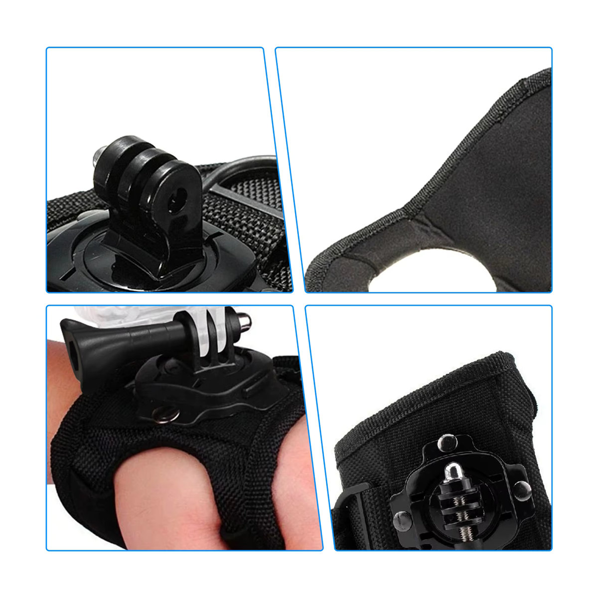 HONGDAK Handschlaufe Halterung mit 360 Grad Rotation für GoPro Hero 12 11 10 9 8 7 6 5, SJCAM, Insta360 X2 X3 und DJI Osmo, Schwarz - Bild 3