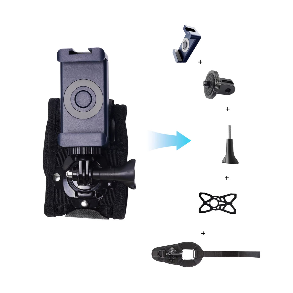 HONGDAK Handschlaufe Halterung mit 360 Grad Rotation für GoPro Hero 12 11 10 9 8 7 6 5, SJCAM, Insta360 X2 X3 und DJI Osmo, Schwarz - Bild 5