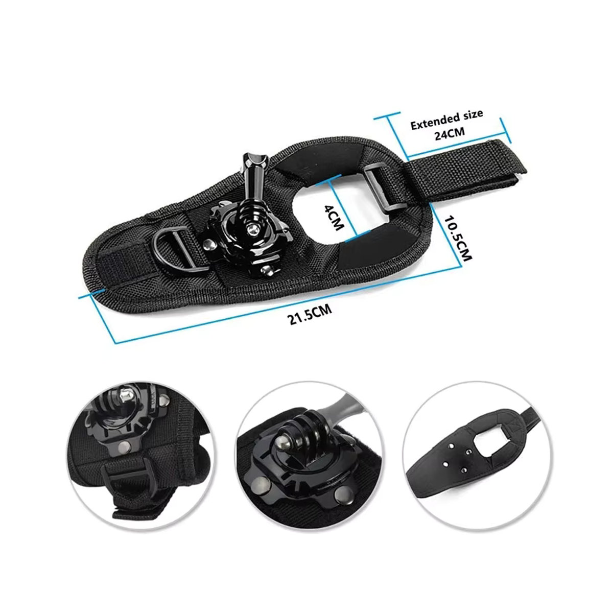 HONGDAK Handschlaufe Halterung mit 360 Grad Rotation für GoPro Hero 12 11 10 9 8 7 6 5, SJCAM, Insta360 X2 X3 und DJI Osmo, Schwarz - Bild 6