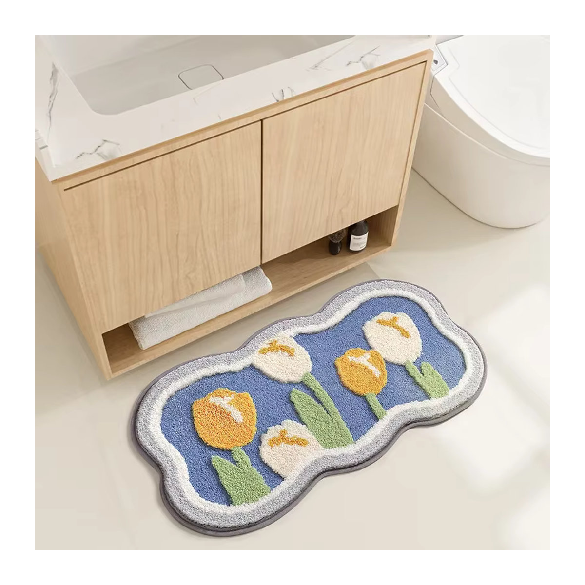 Honlaker Badematten-Set 3-teilig mit Blumenmuster, rutschfest und saugfähig, mehrfarbig - Bild 5