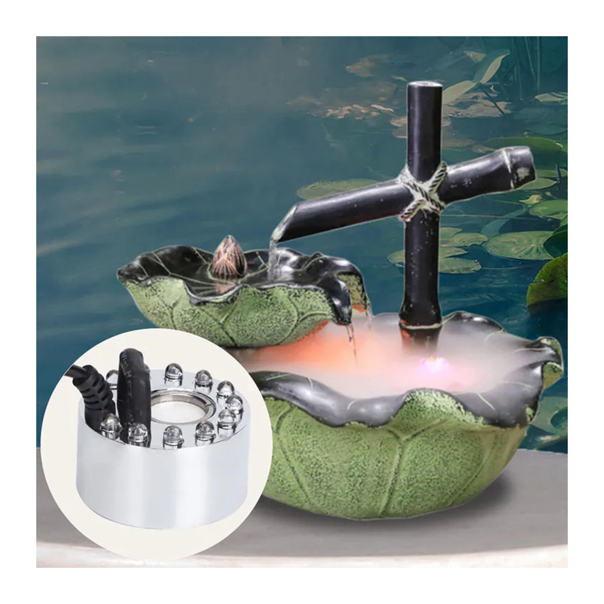 Honor Electronics Ultraschall Nebelmaker mit 12 LED in Silber für Aquarium, Teich und Wasserbrunnen - Bild 2