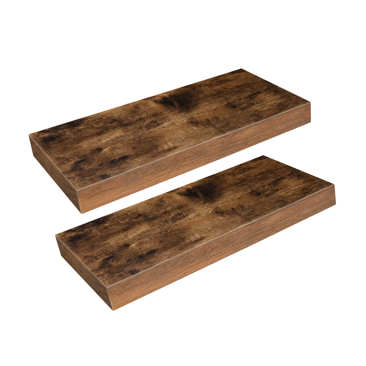 HOOBRO 2er-Set Wandregale aus Holz in Vintage-Braun mit unsichtbaren Halterungen - Bild 2