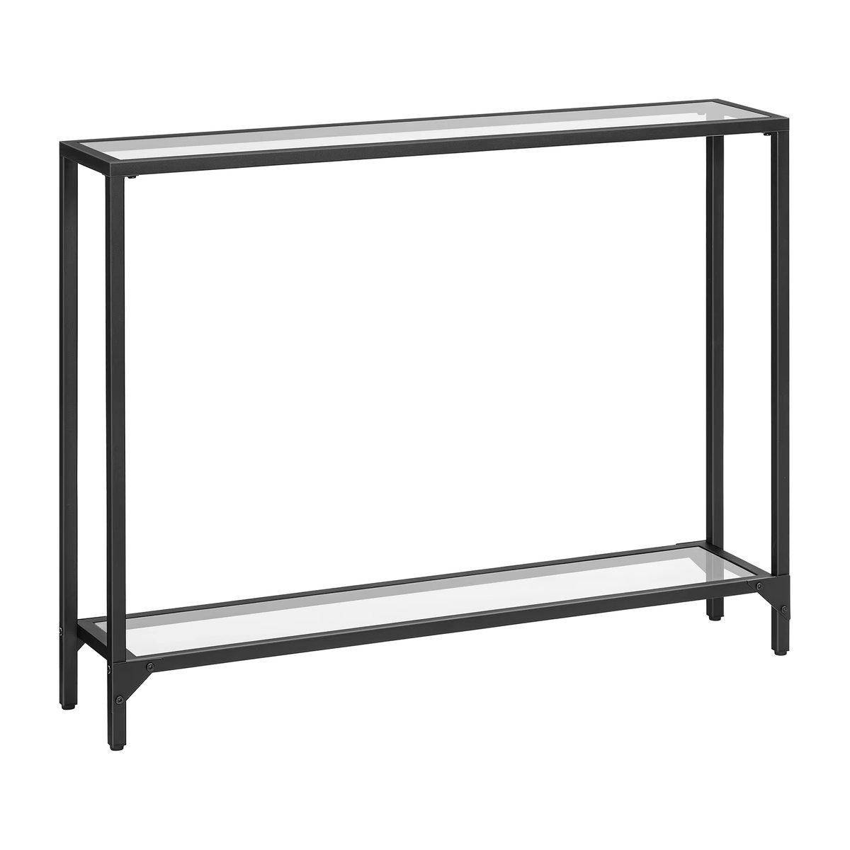 HOOBRO Konsolentisch aus Glas und Metall in Schwarz und Transparent, moderner schmaler Sofatisch für Wohnzimmer und Foyer - Bild 2