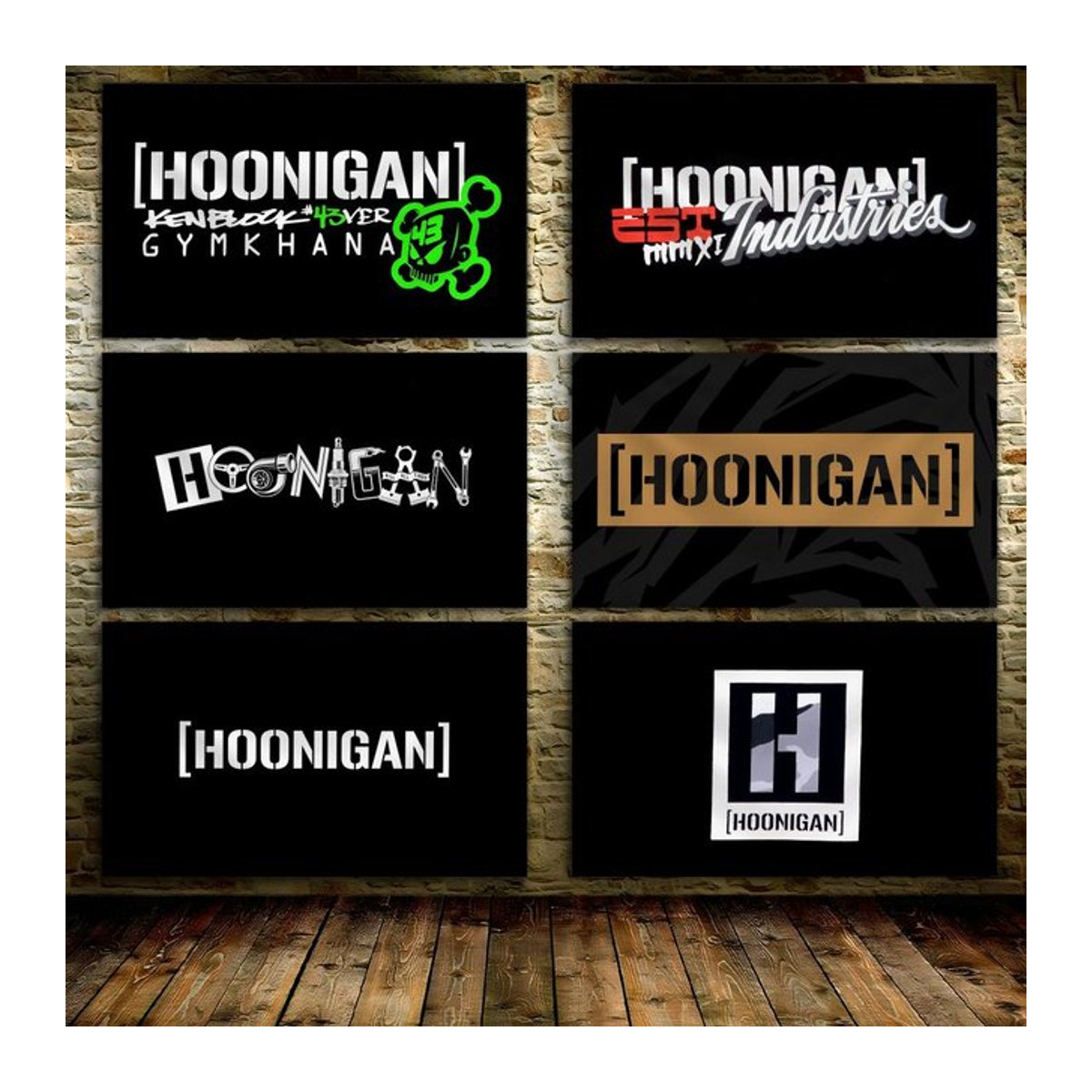 Hoonigan Racing Car Wandbehang Textil Banner in Schwarz B: 70 cm, H: 50 cm - Bild 1