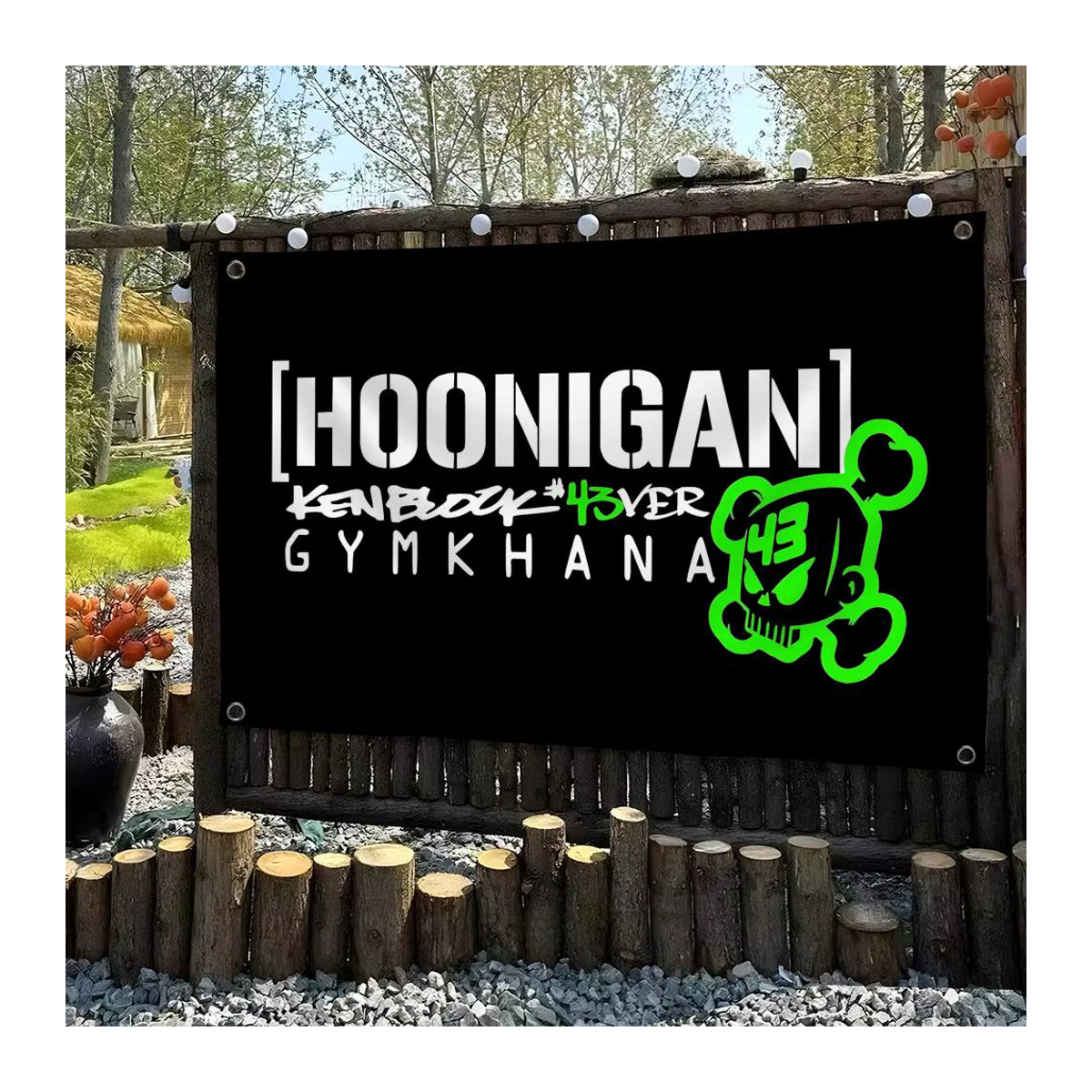 Hoonigan Racing Car Wandbehang Textil Banner in Schwarz B: 70 cm, H: 50 cm - Bild 2