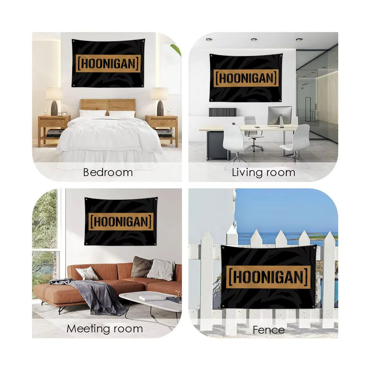 Hoonigan Racing Car Wandbehang Textil Banner in Schwarz B: 70 cm, H: 50 cm - Bild 4