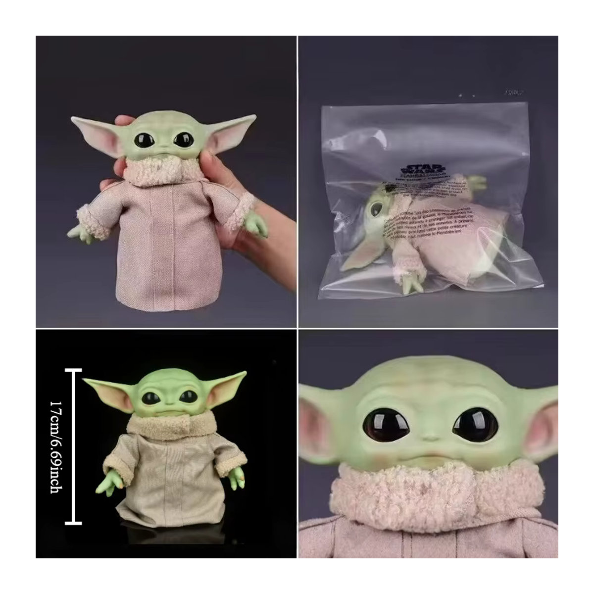 Hot Toys Baby Yoda Actionfigur in Grün mit Textilkleidung, 17 cm Höhe - Bild 6