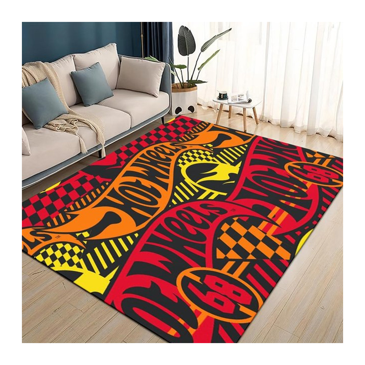 Hot Wheels Kinder Teppich mit Rennauto-Design, rutschfeste Bodenmatte für Wohnzimmer und Schlafzimmer, mehrfarbig, B/T: 60 x 40 cm - Bild 1