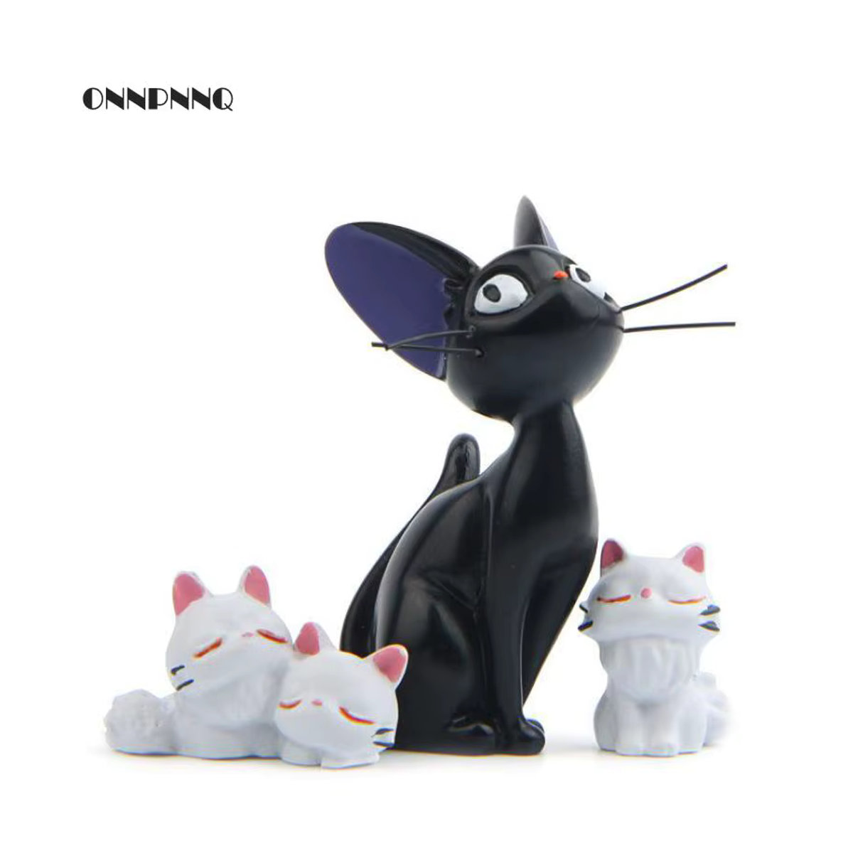 HOTUOCHO Kawaii Katzenfiguren aus Kunstharz in Schwarz und Weiß für Kinder und zur Dekoration - Bild 2
