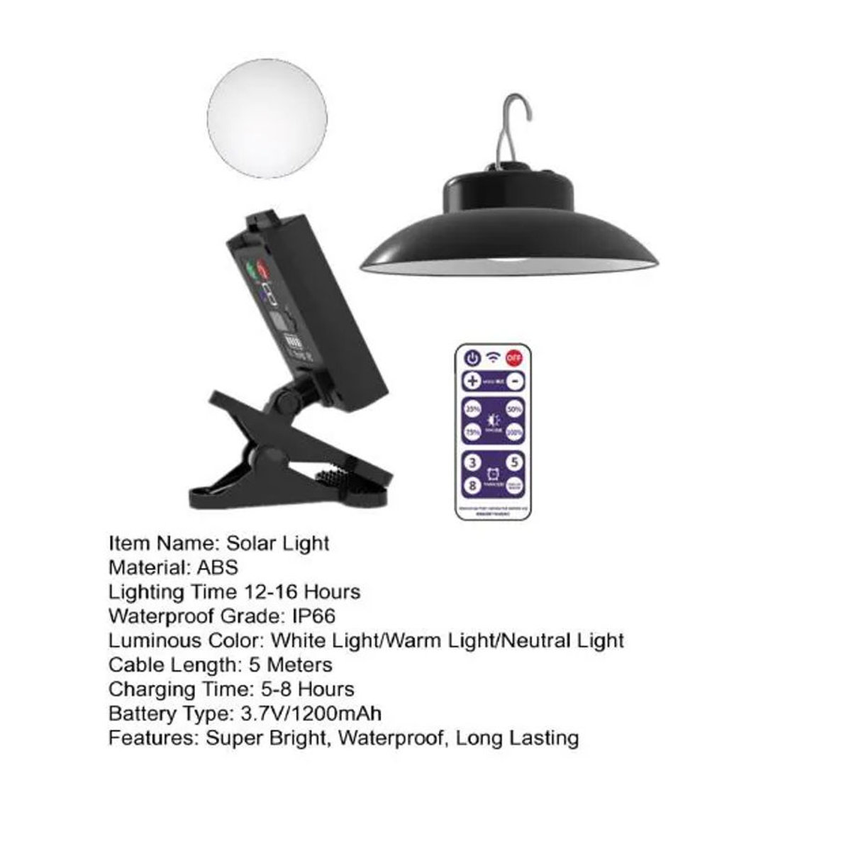 House Romance Modern Solar-Schirmlicht für den Außenbereich, wasserdichte LED-Campinglampe für Terrassenschirme - Bild 2