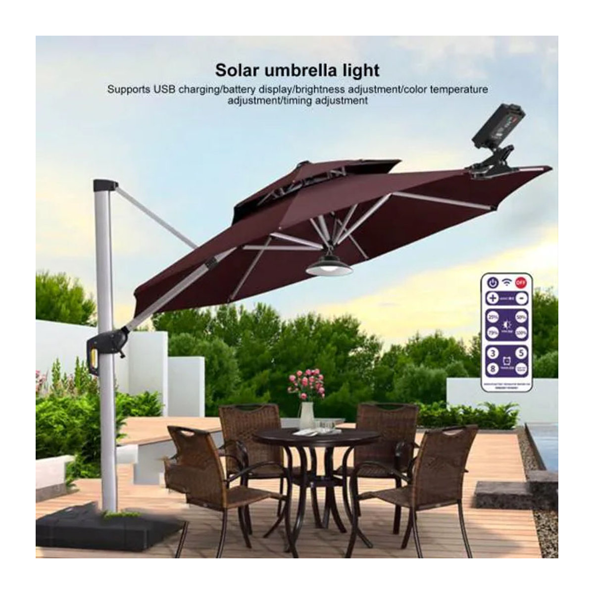 House Romance Modern Solar-Schirmlicht für den Außenbereich, wasserdichte LED-Campinglampe für Terrassenschirme - Bild 3