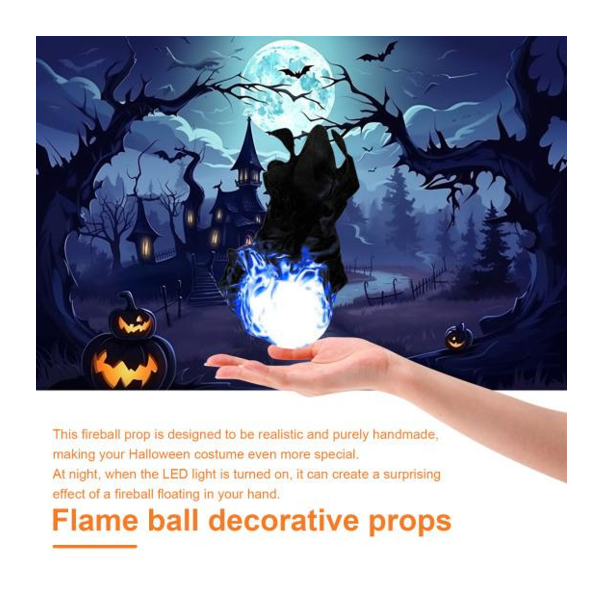 Houspace Halloween LED Feuerball Blau - Schwimmende künstliche Flamme als dekorative Beleuchtung - Bild 2