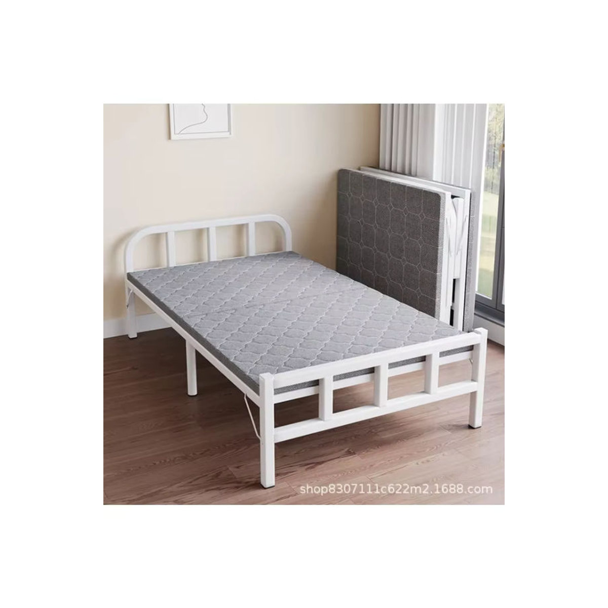 HOUYU Klappbett Einzelbett aus Metall für Erwachsene in Schwarz/Weiß - Bild 4