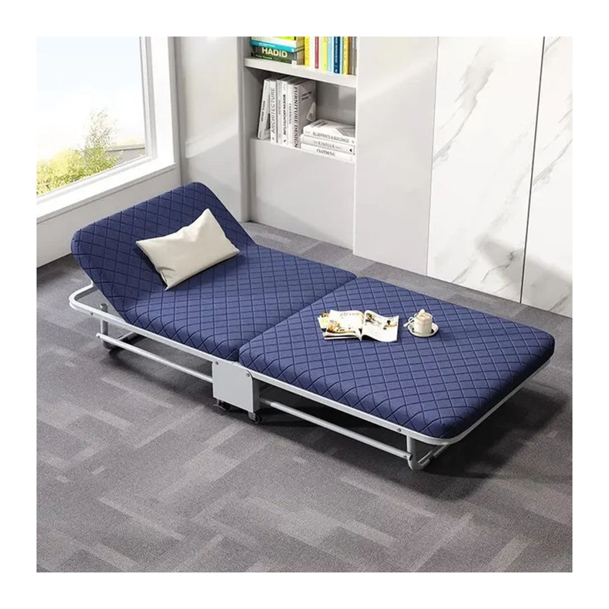 HOUYU Schlafsofa Klappbar in Blau mit minimalistischem Design als verstellbares Gästebett für Einzelbett oder Doppelbett - Bild 1