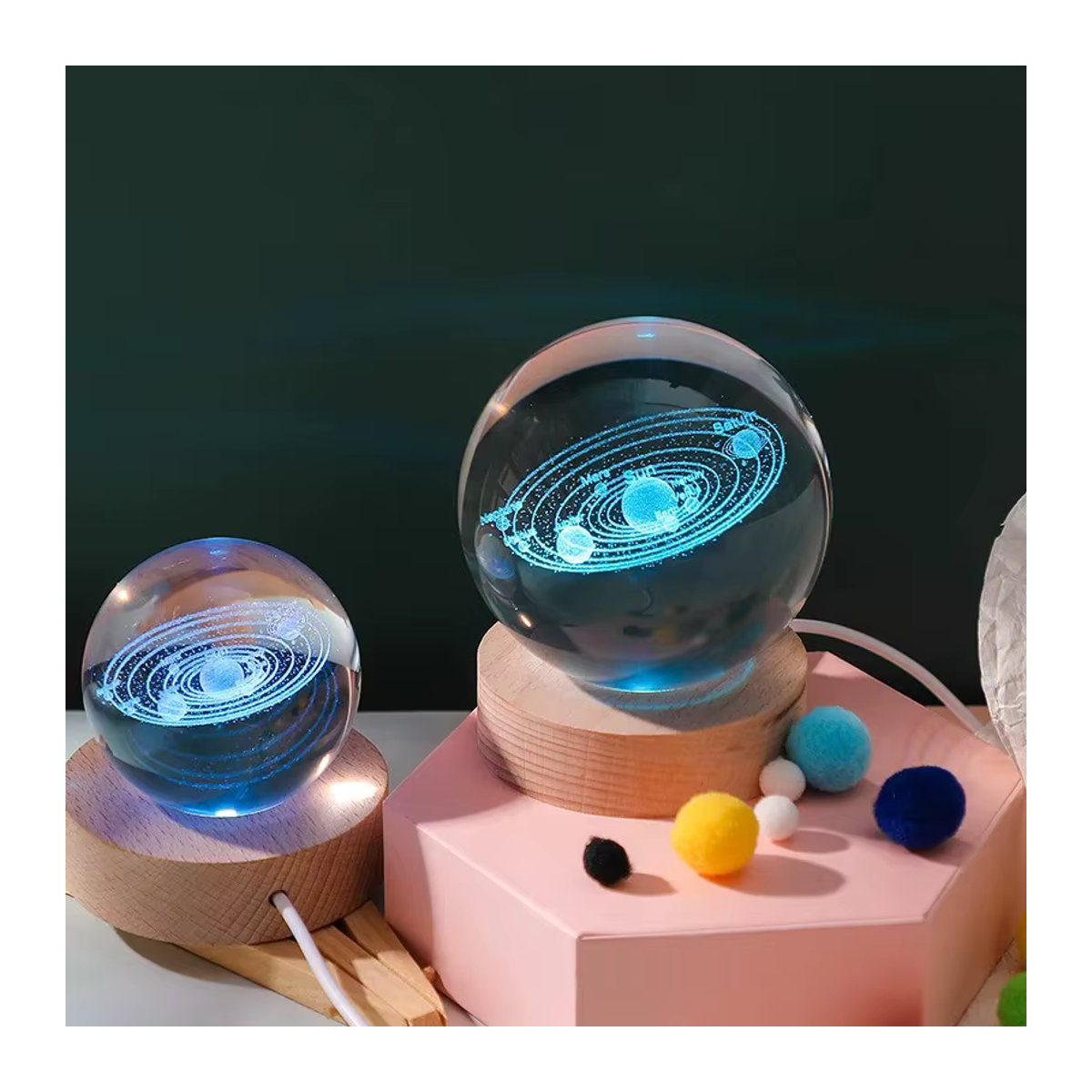HPH 3D Kristall-Lichtlampe mit RGB Galaxie-Motiv als moderne Nachtbeleuchtung in Bunt - Bild 3