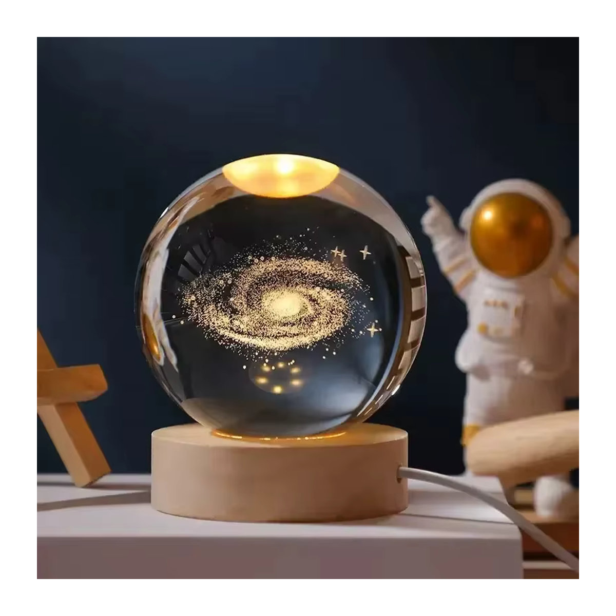HPH 3D Kristall-Lichtlampe mit RGB Galaxie-Motiv als moderne Nachtbeleuchtung in Bunt - Bild 5