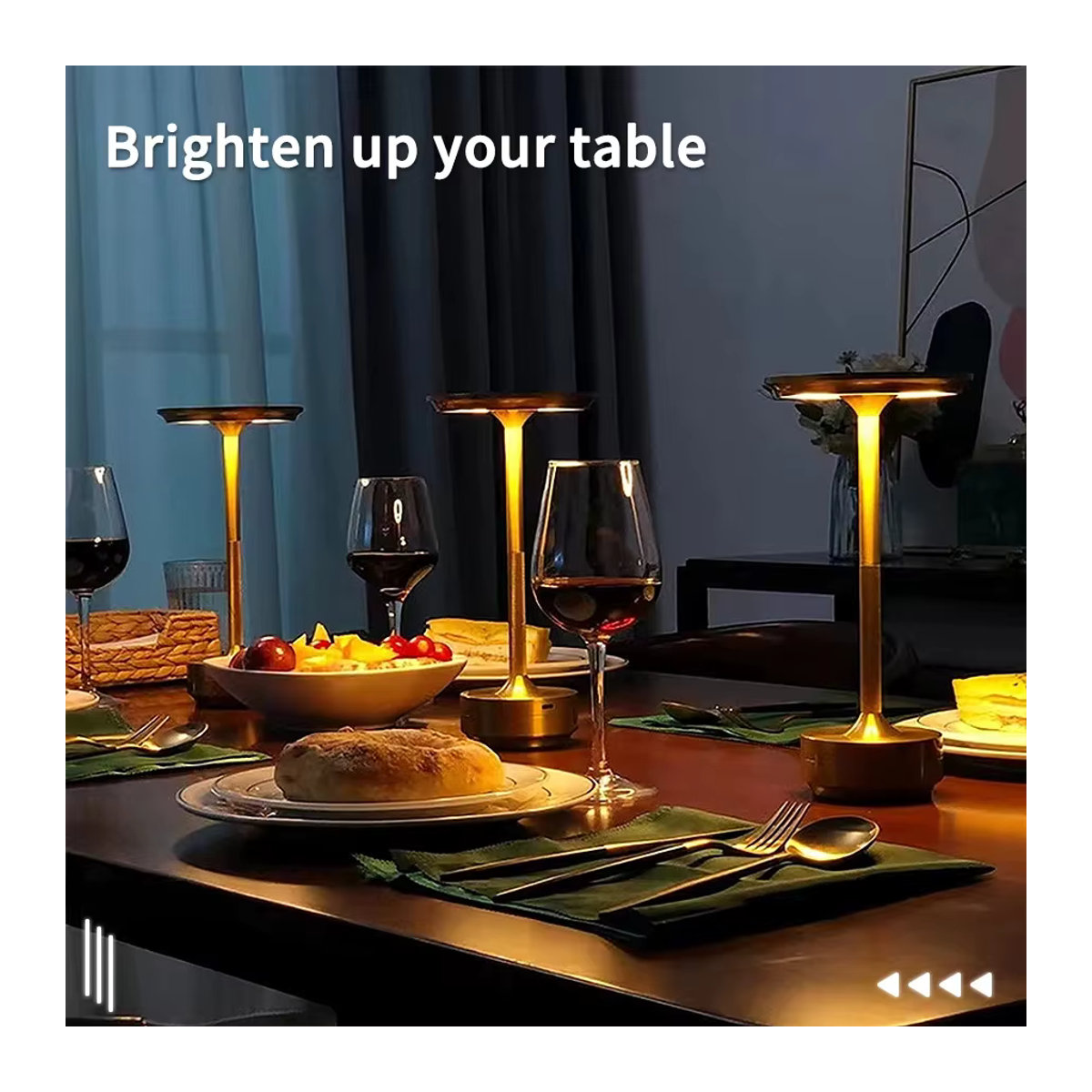 HPH Kabellose Tischlampe in Schwarz aus Metall mit Touch-Funktion und USB-C Aufladung im minimalistischen Design - Bild 4