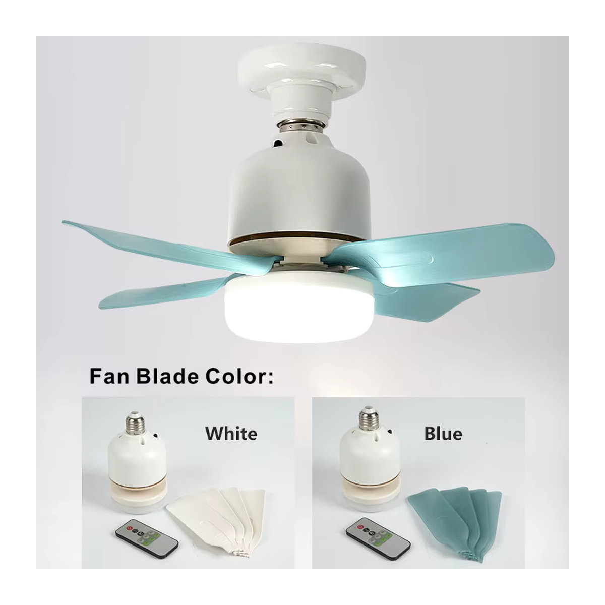 HPH LED-Deckenventilator mit E27-Fassung und Fernbedienung in Weiß, minimalistisches Design für Schlafzimmer und Küche - Bild 5