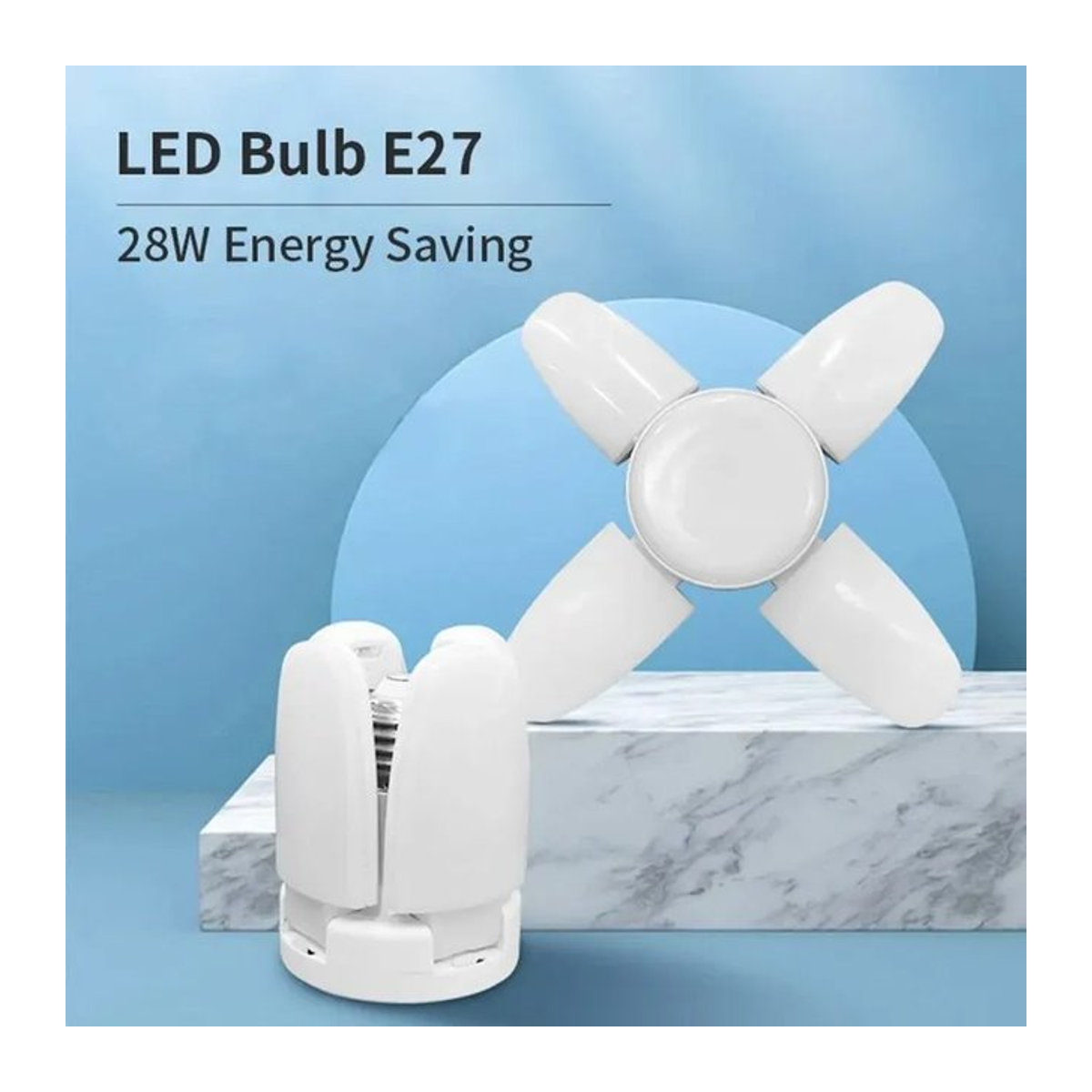 HPH LED-Lampe E27 Fächerförmig mit 40 LEDs, Warmweiß, Klappbar für Deckenleuchten, Garage und Lager - Bild 1