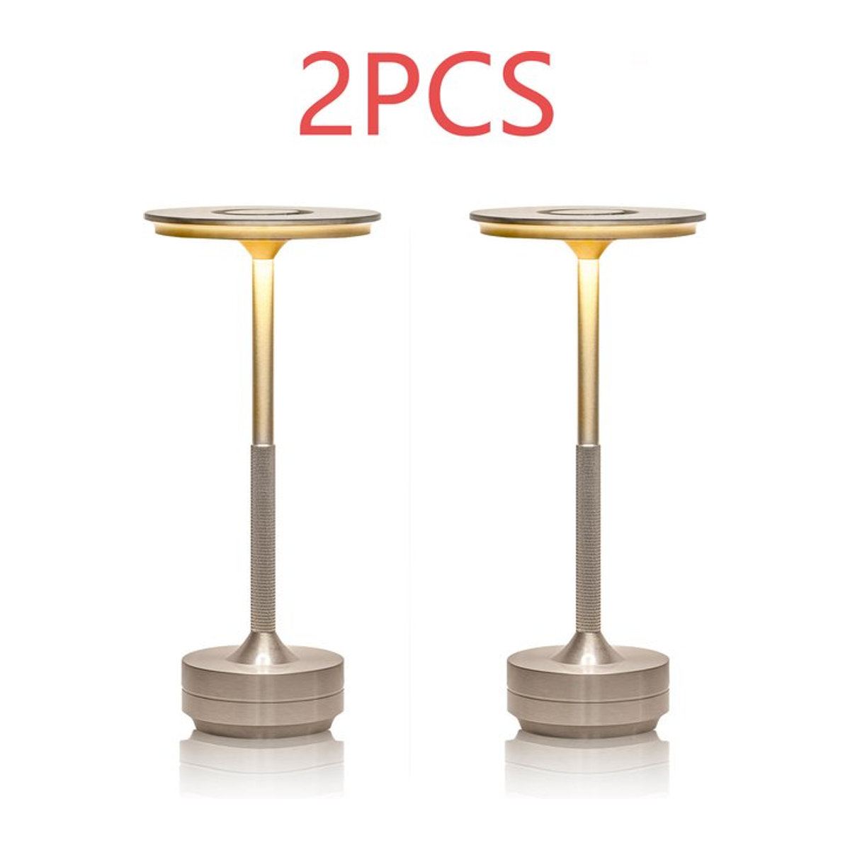 HPH LED Tischlampe aus Metall in Silber mit USB-Touch-Dimmer und Akku für minimalistische Dekoration - Bild 1