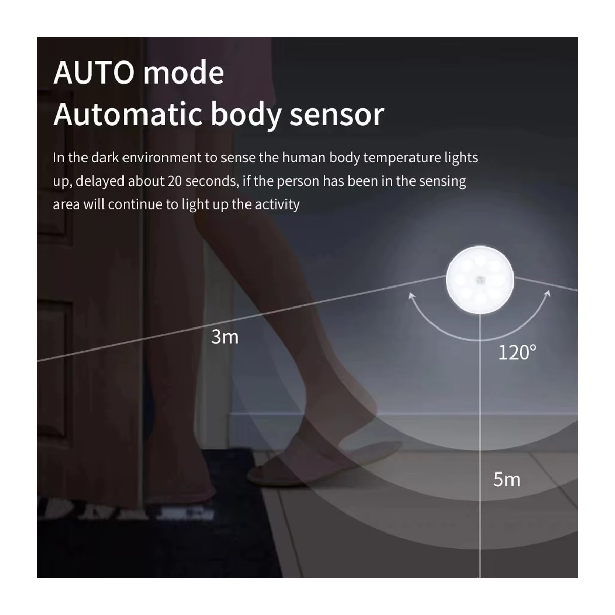 HPH Motion Sensor LED Nachtlicht Set, 4 Stück, USB aufladbare drahtlose Schranklampe für Küche, Garderobe und Treppe, minimalistisches Design - Bild 2