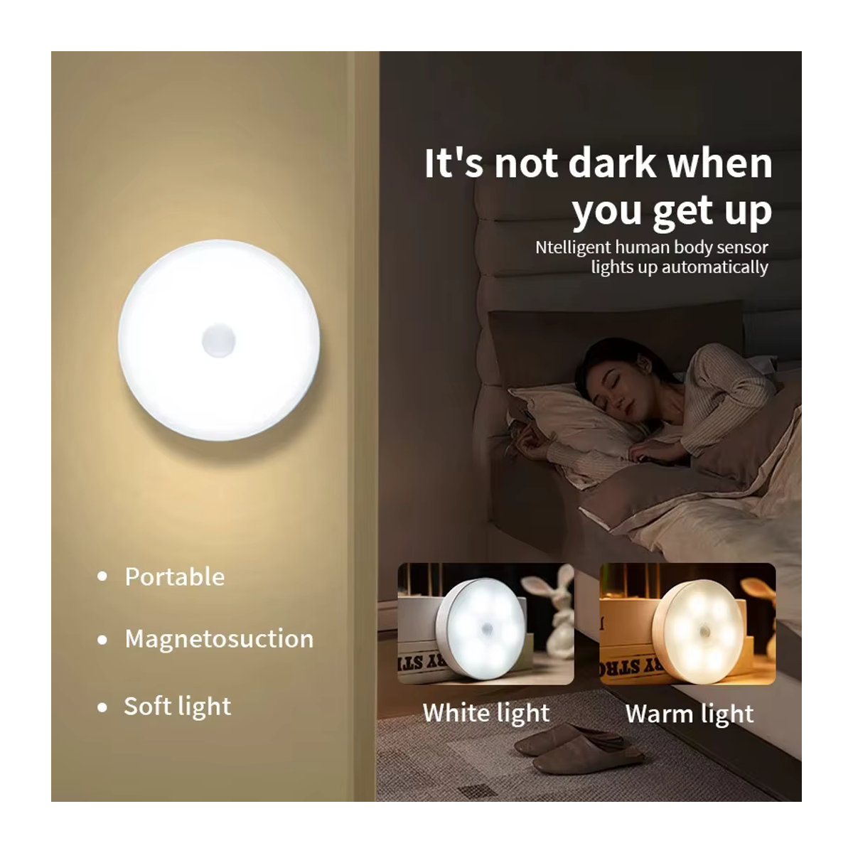 HPH Motion Sensor LED Nachtlicht Set, 4 Stück, USB aufladbare drahtlose Schranklampe für Küche, Garderobe und Treppe, minimalistisches Design - Bild 3