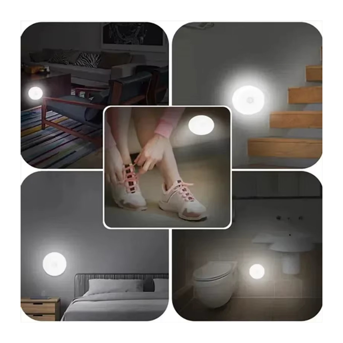 HPH Motion Sensor LED Nachtlicht Set, 4 Stück, USB aufladbare drahtlose Schranklampe für Küche, Garderobe und Treppe, minimalistisches Design - Bild 4