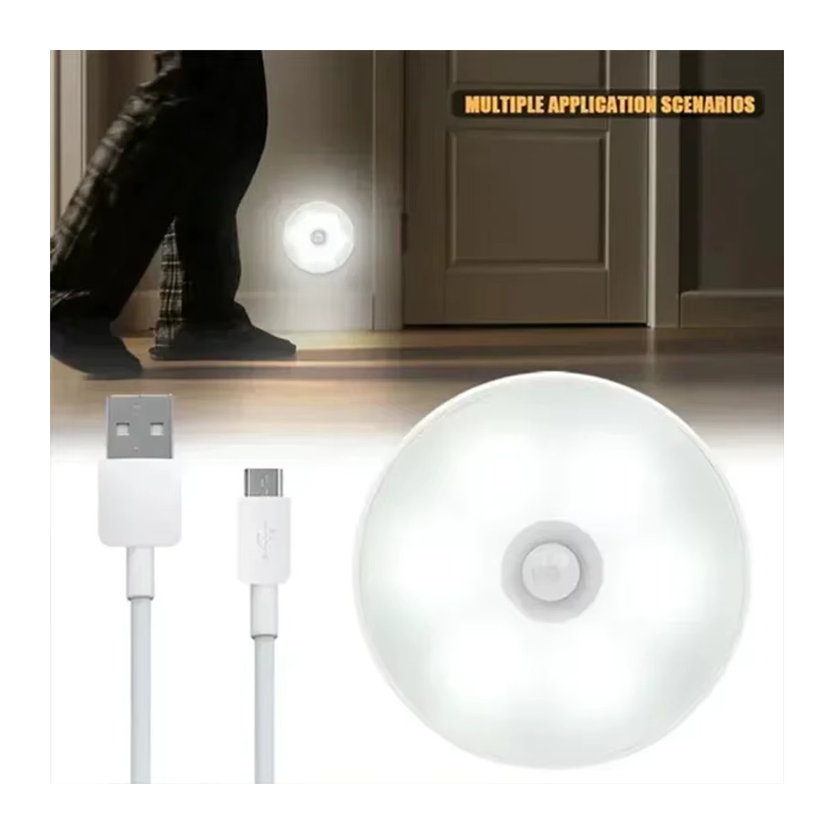 HPH Motion Sensor LED Nachtlicht Set, 4 Stück, USB aufladbare drahtlose Schranklampe für Küche, Garderobe und Treppe, minimalistisches Design - Bild 5