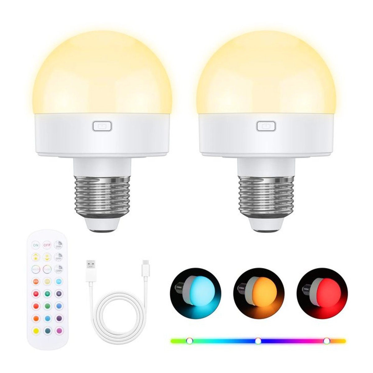 HPH RGB LED-Nachtlicht mit Fernbedienung, wiederaufladbare E27 LED-Lampe für die Heimdekoration, minimalistisches Design - Bild 1