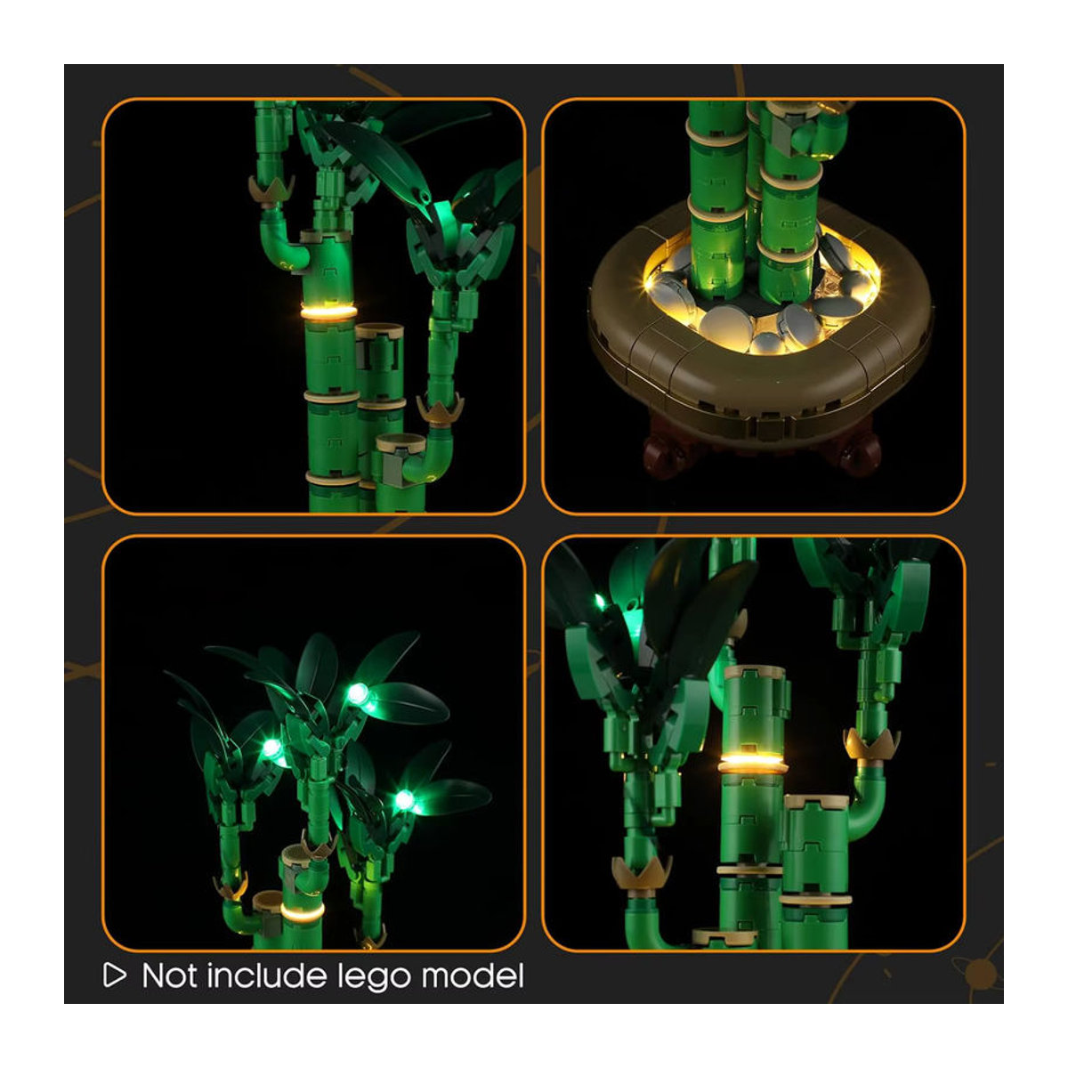 Hprosper 5V LED-Licht für LEGO 10344, dekorative Glückslampe aus Bambus in Braun und Grün mit Batteriekasten - Bild 2