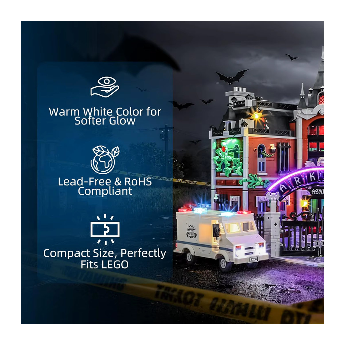 HPROSPER LED-Licht für LEGO 76300 DC Arkham Asylum dekorative Lampe in Weiß mit Batteriekasten - Bild 3