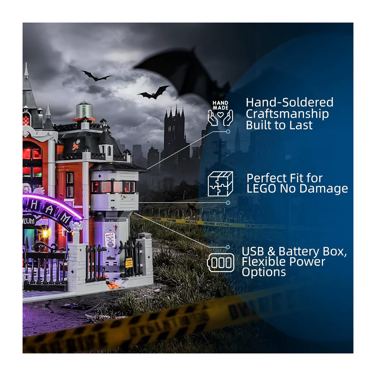 HPROSPER LED-Licht für LEGO 76300 DC Arkham Asylum dekorative Lampe in Weiß mit Batteriekasten - Bild 4