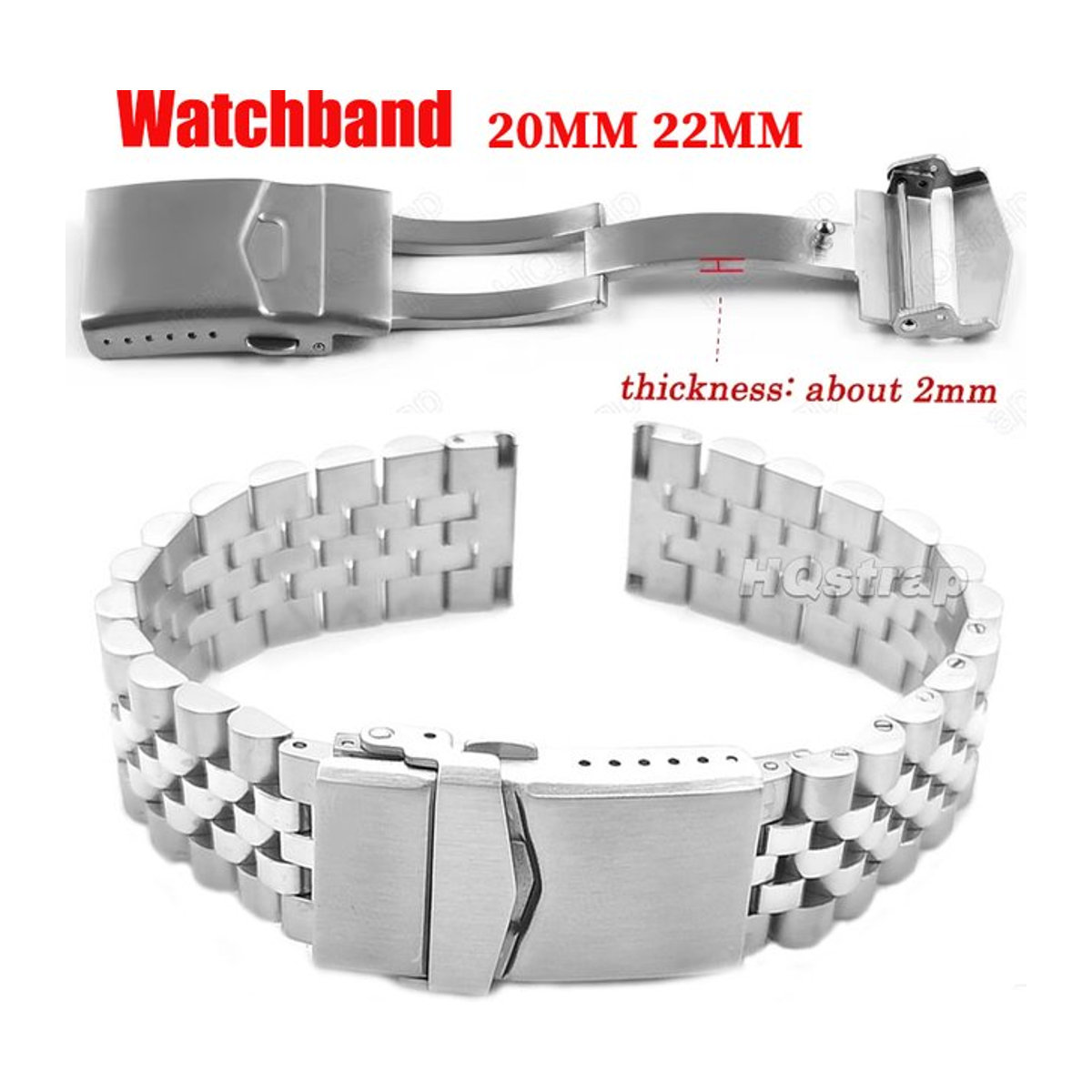 HQstrap Jubilee Metallarmband aus 316 Edelstahl in Silber mit solider Schnalle als universelles Ersatzarmband - Bild 1