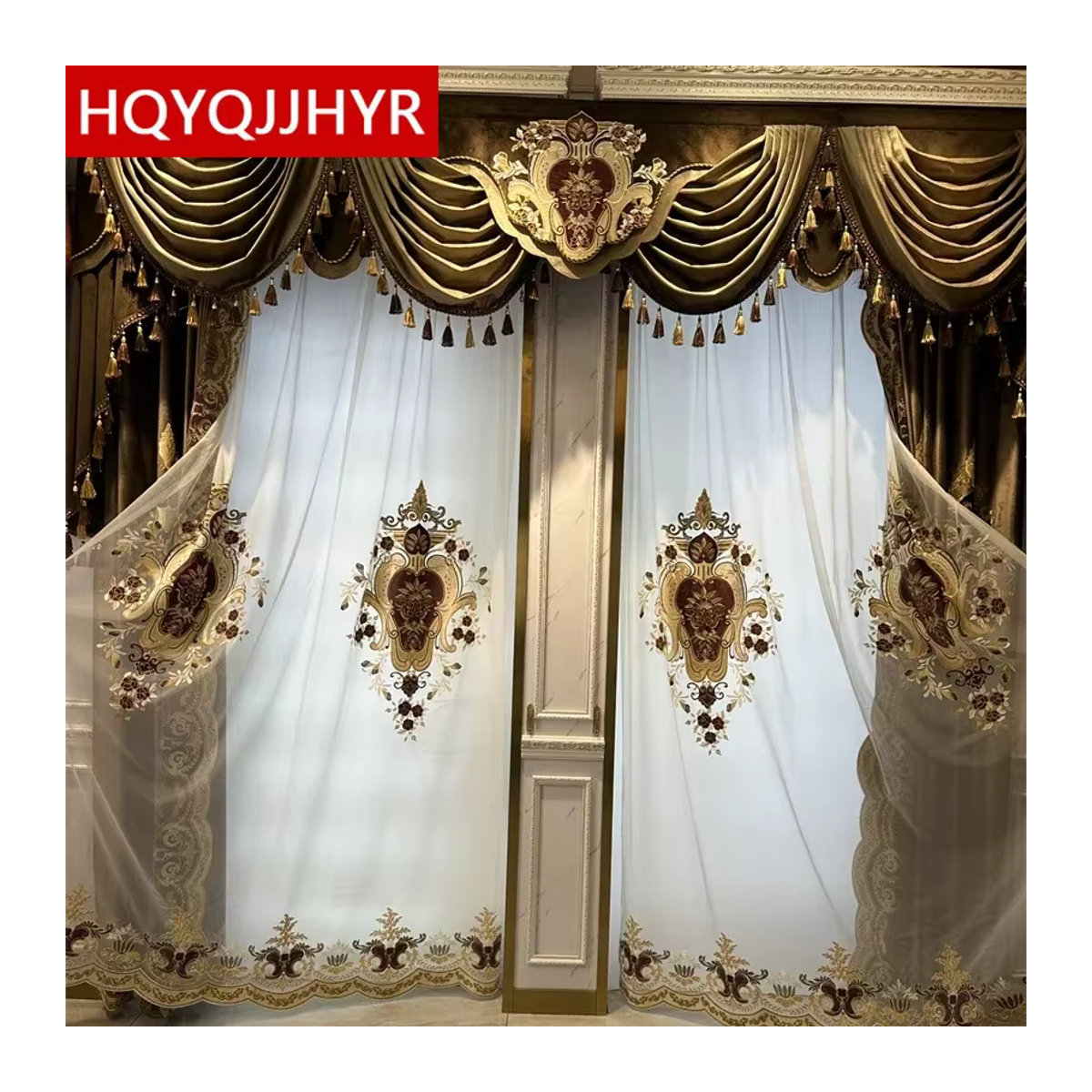 HQYQJJHYR Luxus Vorhang in Braun, Transparenter Voile-Stoff für Wohnzimmer und Schlafzimmer - Bild 5