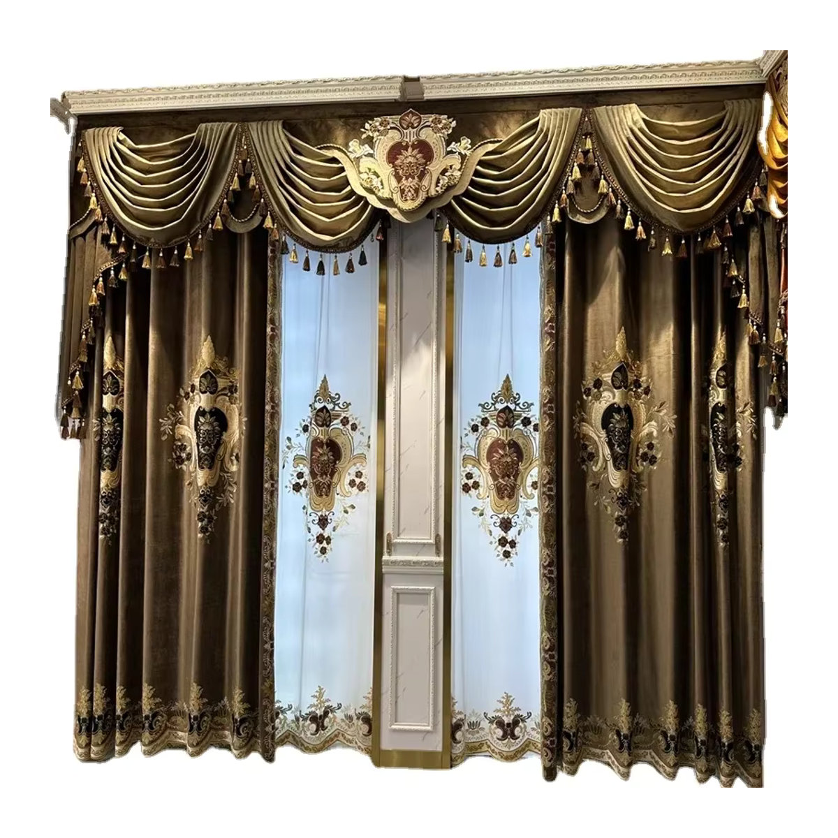 HQYQJJHYR Luxus Vorhang in Braun, Transparenter Voile-Stoff für Wohnzimmer und Schlafzimmer - Bild 6