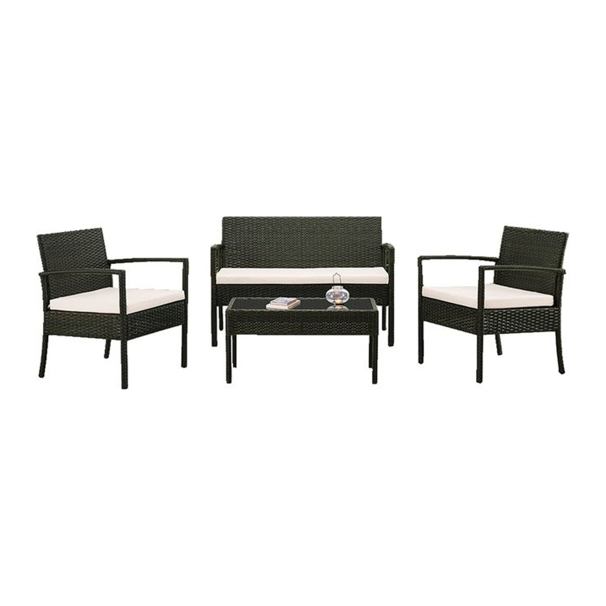 HTI-Line Palma Gartenmöbel-Set aus Polyrattan in Schwarz - Bild 1