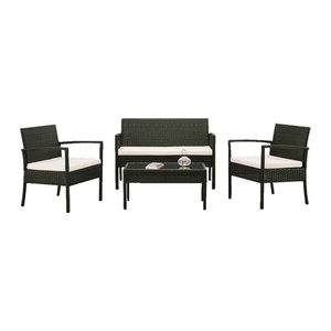 HTI-Line Palma Gartenmöbel-Set aus Polyrattan in Schwarz