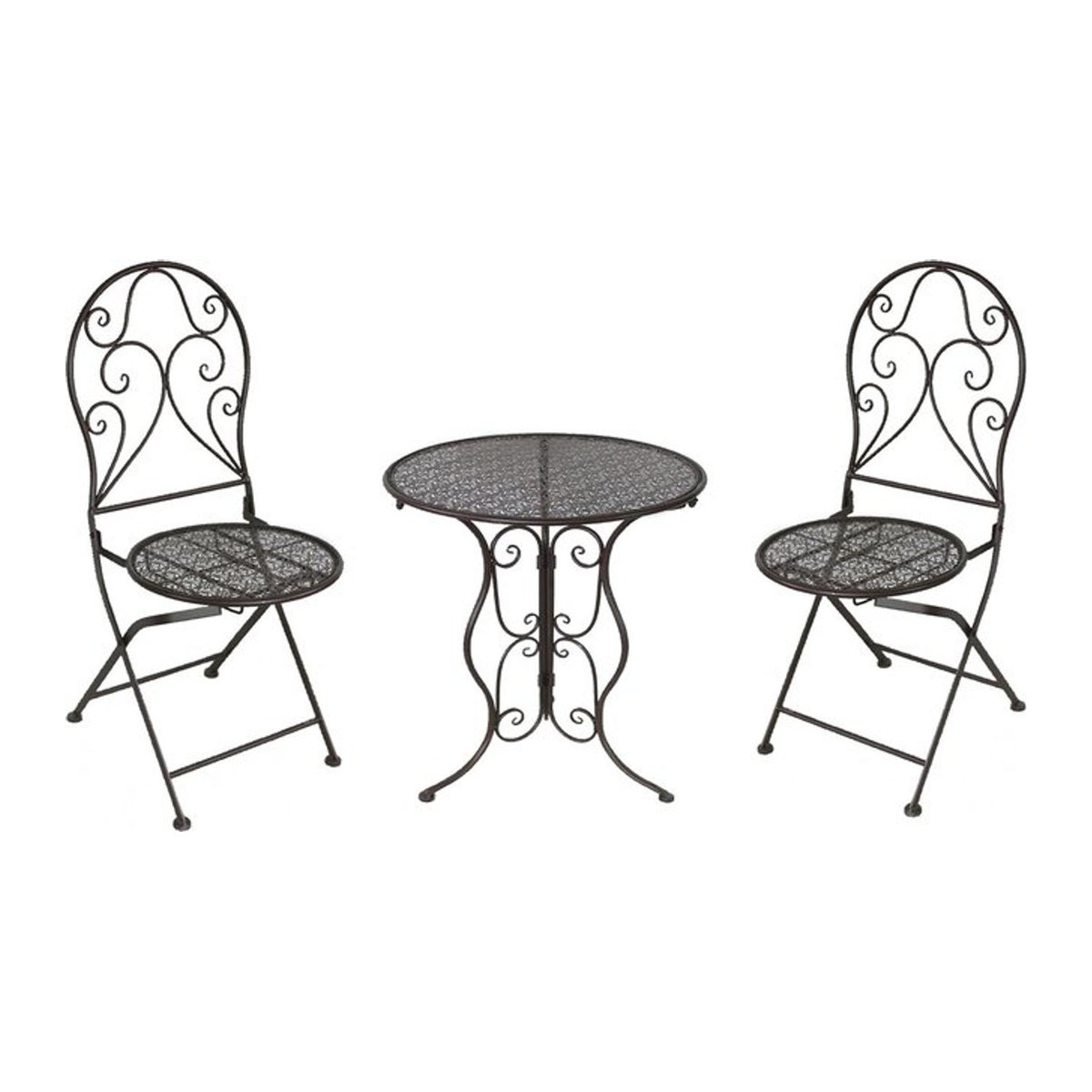 HTI-Line Tischgruppe Lani Essgruppe im Landhausstil aus Metall in Braun mit rundem Tisch - Bild 1